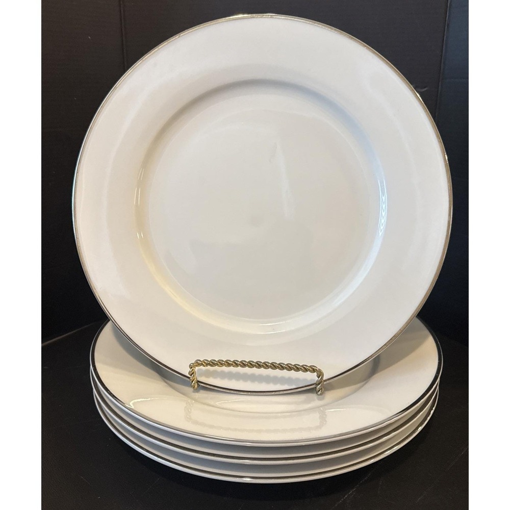 Linen N Things Platinum Banded White Dinner Plates Plate 10.5 Inch‎ Set Of 4